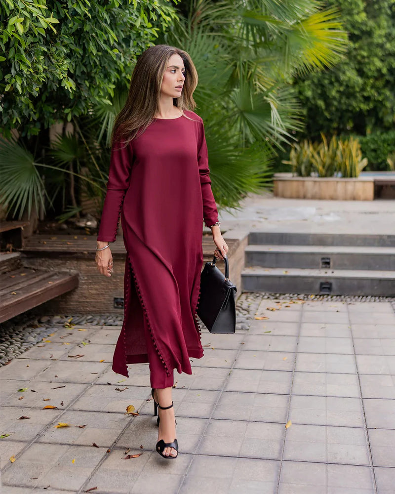 "Adah" - Flowy Butter Crepe Fabric Kurta & Pants Set