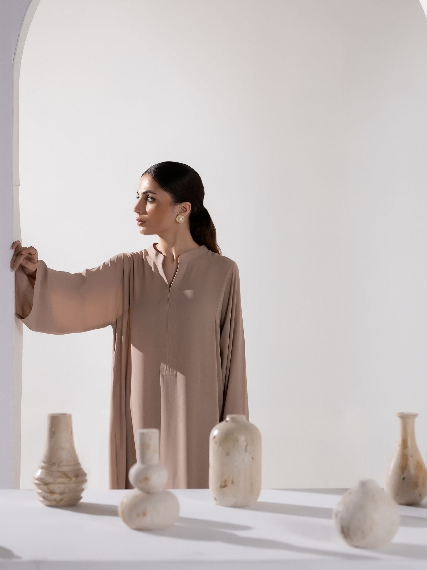 "The Aura" – Luxe Beige Rayon Minimalist Co-ord Set