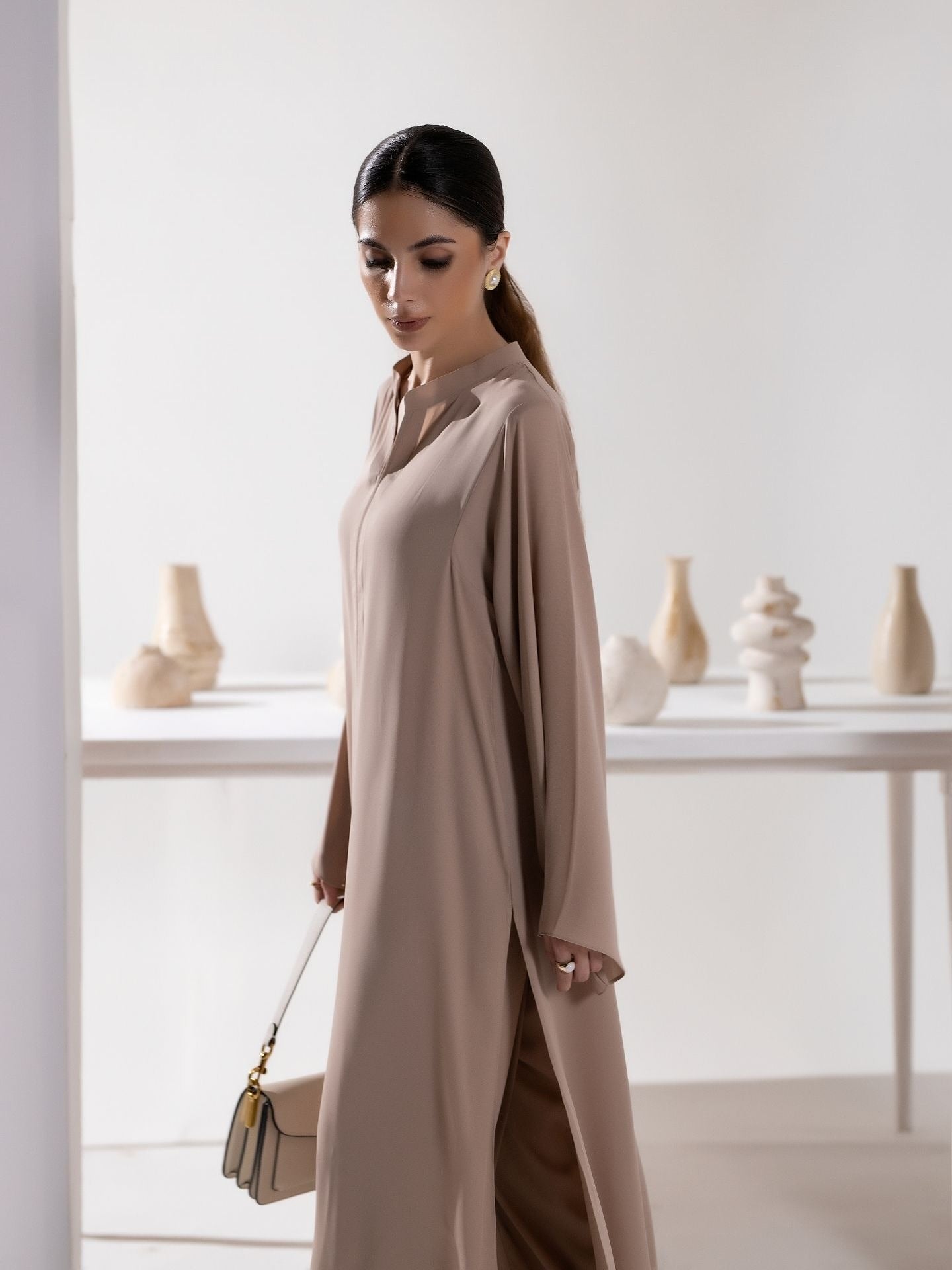 "The Aura" – Luxe Beige Rayon Minimalist Co-ord Set