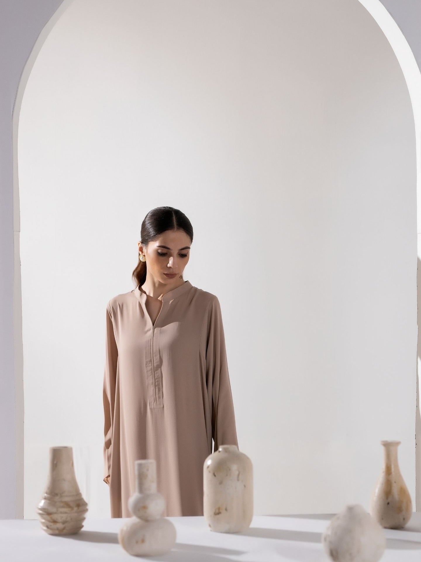 "The Aura" – Luxe Beige Rayon Minimalist Co-ord Set