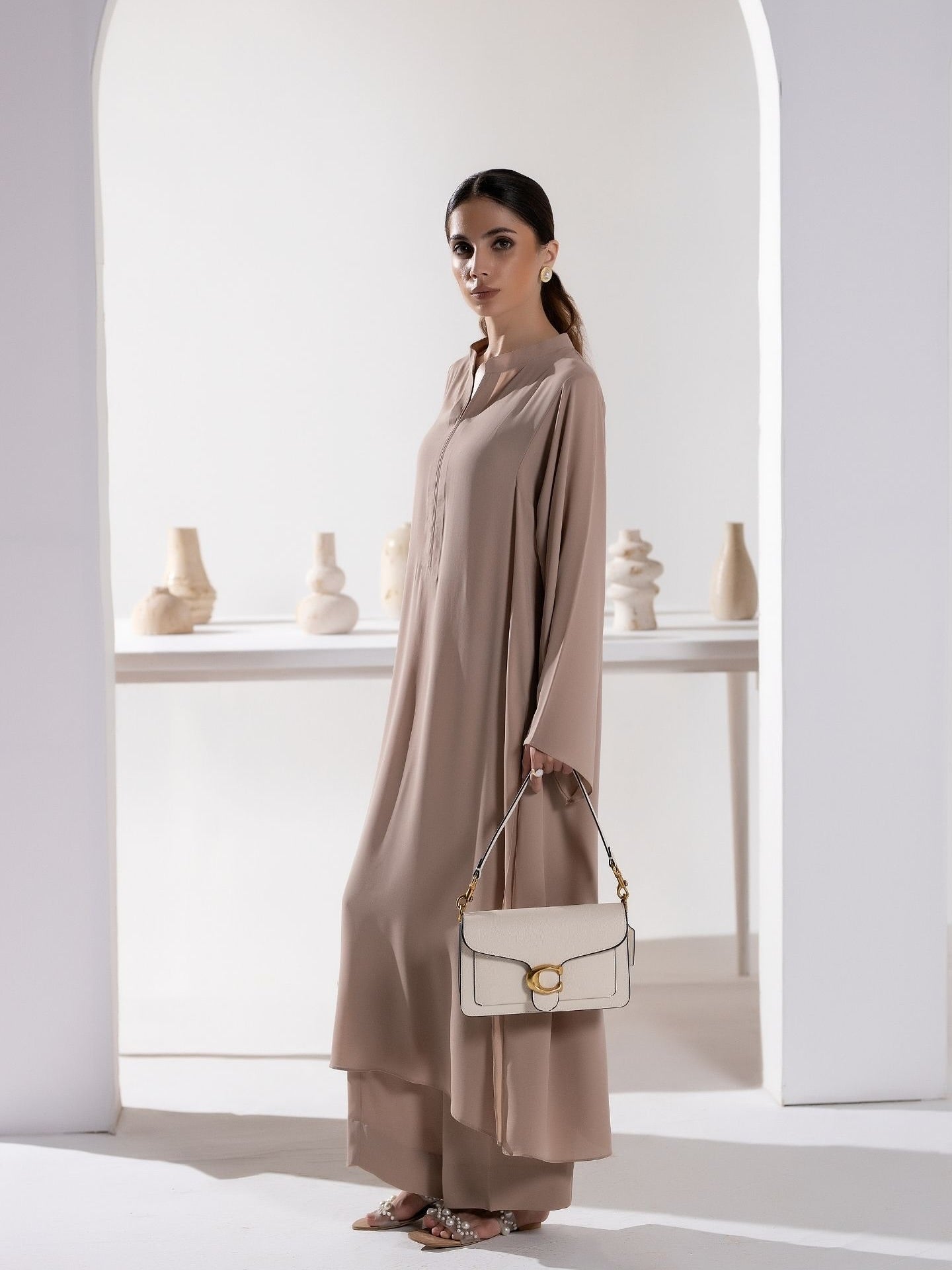 "The Aura" – Luxe Beige Rayon Minimalist Co-ord Set