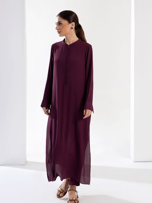"The Mystique" – Deep Wine Rayon Longline Tunic & Trousers Set
