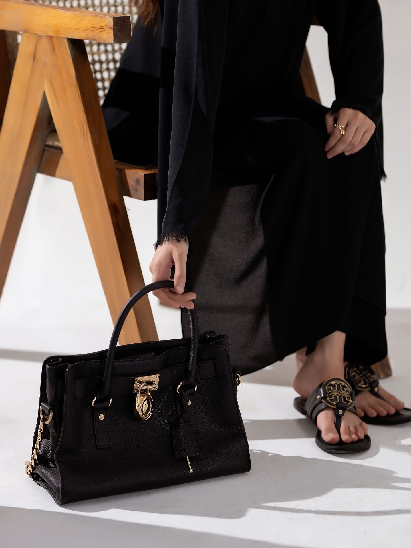 "Siyah" - Solid Black Rayon Kurta Set with Fringe Detail