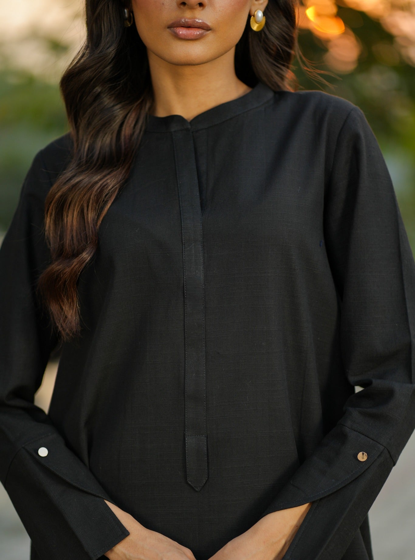 "Layla" - Midnight Black Solid Rayon Longline Co-ord Set