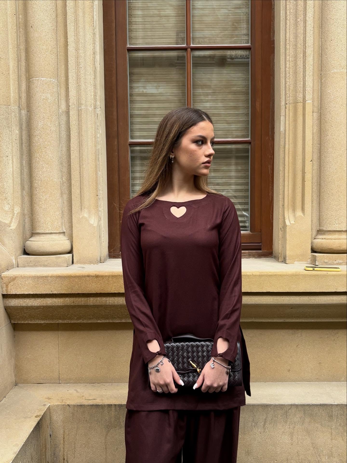 "Mahi" - Coffee Brown Premium Flowing Co-ord Set