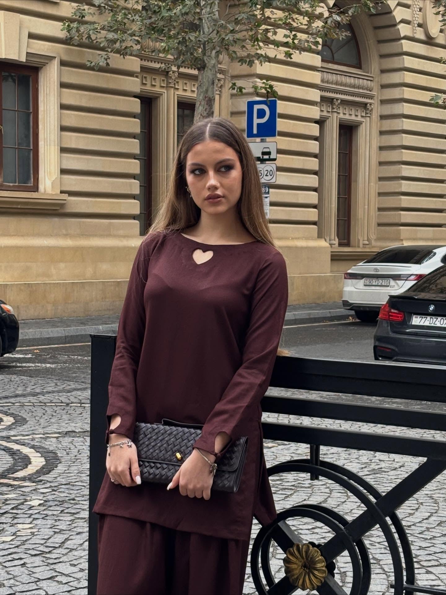 "Mahi" - Coffee Brown Premium Flowing Co-ord Set