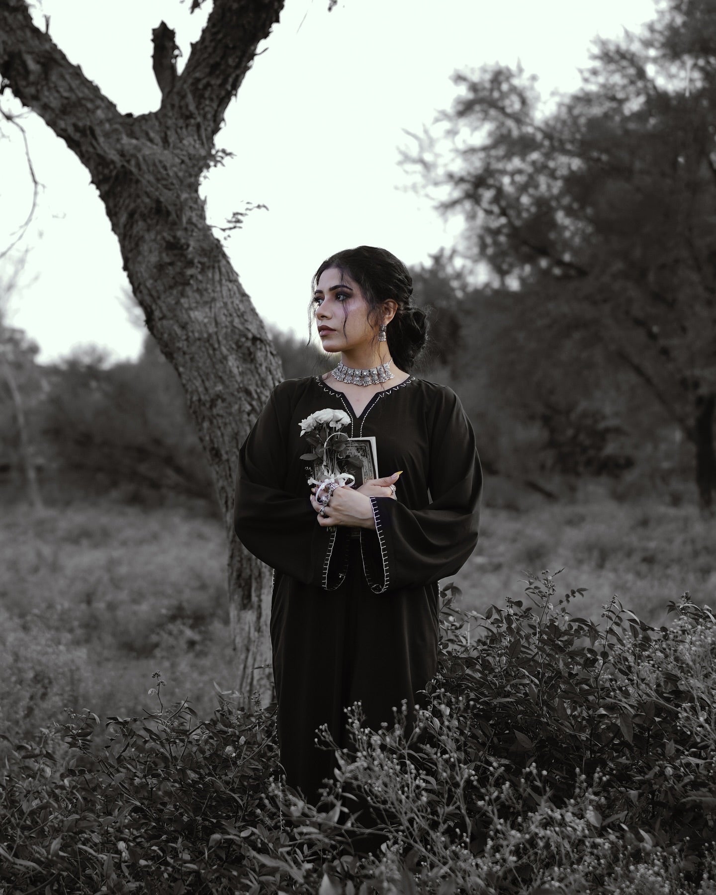 "Samita" - Black Rayon Kurta Set with Contrast White Piping