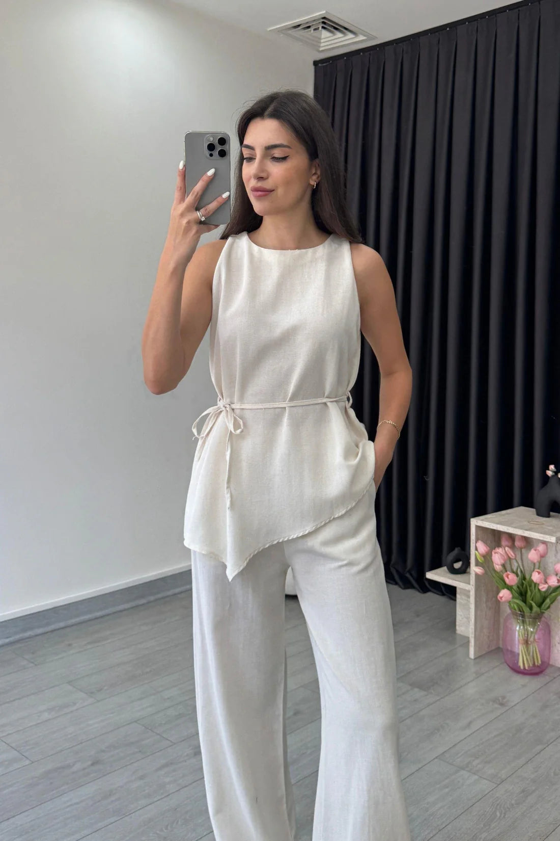 "Zara" - Premium Quality Cotton Tailored Shirt & Wide Pants Co-ord Set