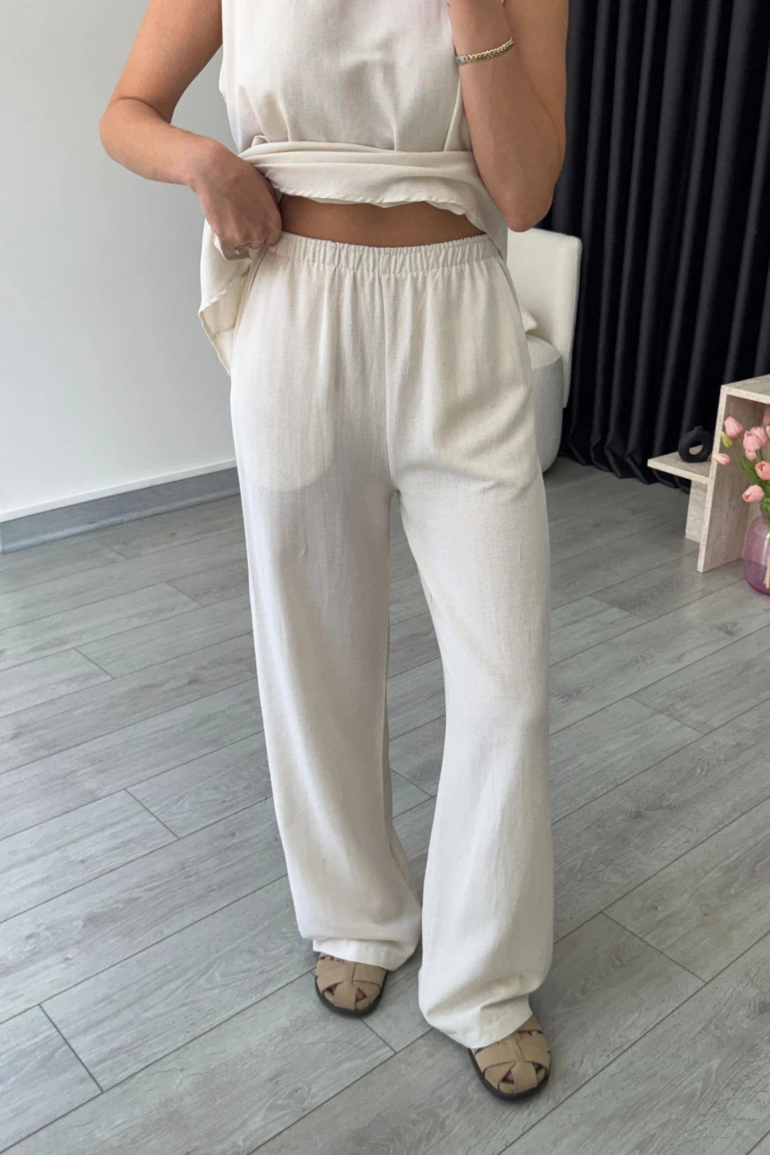 "Zara" - Premium Quality Cotton Tailored Shirt & Wide Pants Co-ord Set